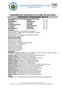 COMUNICATO UFFICIALE N°23 DEL 03/03/2015