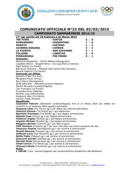 COMUNICATO UFFICIALE N&deg;23 DEL 03/03/2015