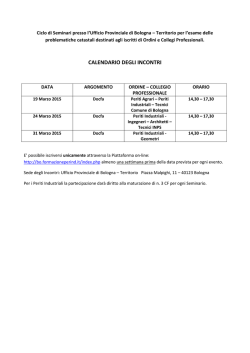 calendario degli incontri - Collegio dei Periti Industriali della
