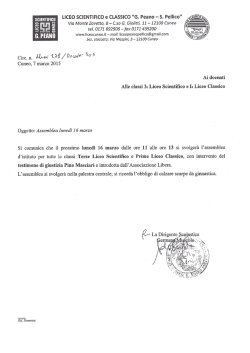Circolare studenti n. 278 - Assemblea luned&igrave; 16 marzo