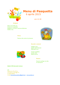 Menu di Pasquetta - Agriturismo Pra`d`Arca a Ceggia