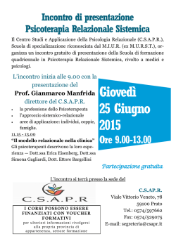 Incontro di presentazione Psicoterapia Relazionale Sistemica