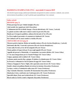 RASSEGNA STAMPA CGIL FVG &ndash; mercoled&igrave; 11 marzo 2015