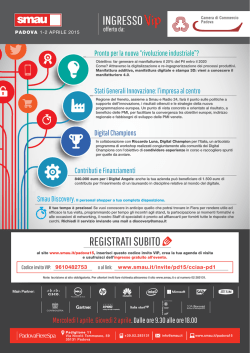 Smau Padova, 1-2 aprile 2015: ingresso VIP offerto dalla Camera di