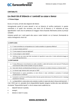 La check list di bilancio ei controlli su cassa e banca