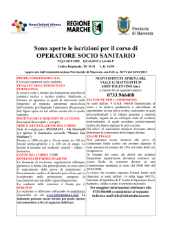Sono aperte le iscrizioni per il corso di OPERATORE