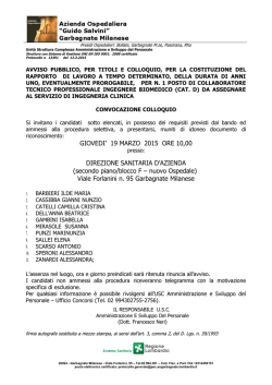 19 MARZO 2015 ORE 10,00 DIREZIONE SANITARIA D`AZIENDA
