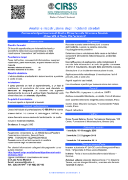 Analisi e ricostruzione deg Analisi e ricostruzione degli incidenti