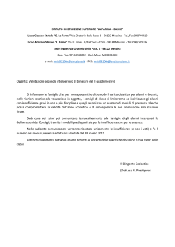 Oggetto: Valutazione secondo interperiodo (I bimestre