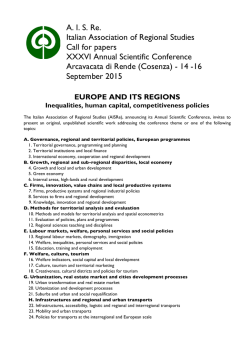 A. I. S. Re. Italian Association of Regional Studies Call for papers