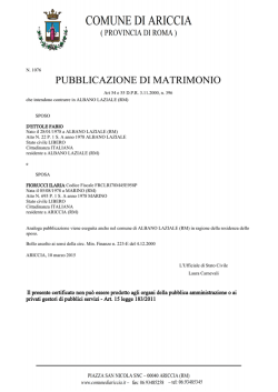 PUBBLICAZIONE DI MATRIMONIO