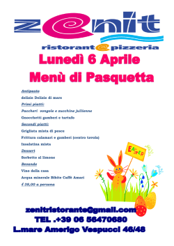 Menu Pasquetta - Ristorante Zenit Ostia