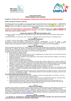PRO LOCO GALLIPOLI Bando di selezione per n&deg;2 volontari