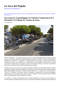 Successo per il gemellaggio tra l`Istituto Comprensivo di S. Marinella