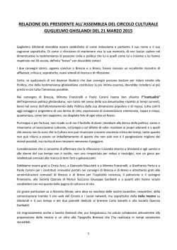 relazione del presidente all`assemblea del circolo culturale