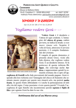 DOMENICA VA DI QUARESIMA Vogliamo vedere Ges&ugrave; (Gv 12,21)