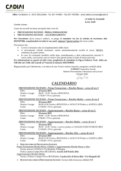 Calendario e informativa Corsi Antincendio marzo 2015