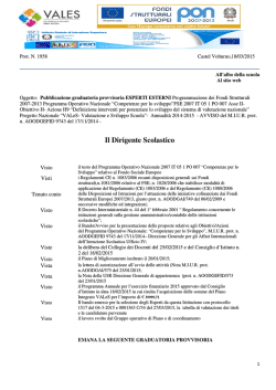 18/03/2015 Pubblicazione graduatoria provvisoria ESPERTI
