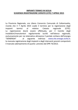 Impianti termici in Sicilia: scadenza registrazione Catasto (CITE)