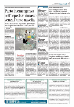 ALESSANDRIA Parto di emergenza nell`ospedale rimasto senza