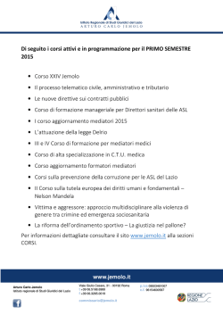Corsi primo semestre 2015 - Consiglio Regionale del Lazio