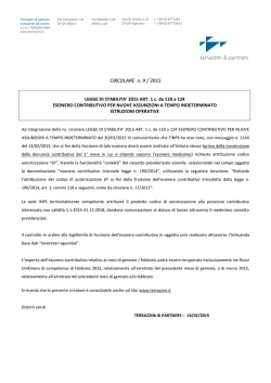 CIRCOLARE n. 9 / 2015 - consulenza del Lavoro Terrazzini