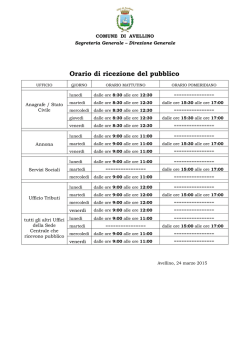 Orari uffici - Comune di Avellino
