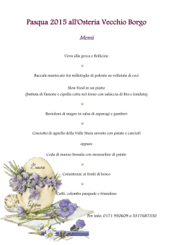Pasqua 2015 all`Osteria Vecchio Borgo Men&ugrave;