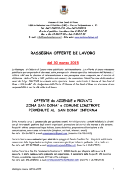 RASSEGNA OFFERTE DI LAVORO - Comune di San Dona` di Piave