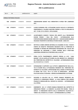 Azienda Sanitaria Locale TO3 Atti in pubblicazione