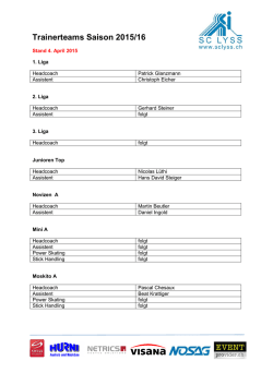 Trainerteams Saison 2015/16