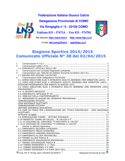 Comunicato ufficiale N.38
