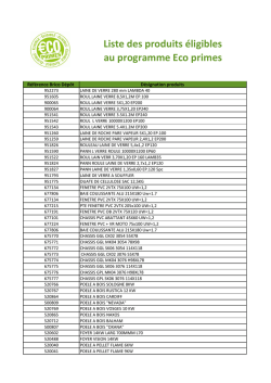 Liste des produits &eacute;ligibles au programme Eco primes