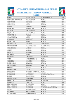 LAZIO &ndash; Allenatori Personal Trainer (I Livello)