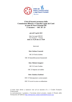 Ciclo di Incontri promosso dalla Commissione Bilancio e Controllo