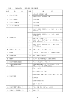 20 別表1 （補助対象） 取付品及び取付装置 番号 品 名 数量 摘 要 5 12 1