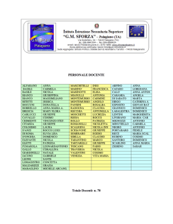 PERSONALE DOCENTE Totale Docenti: n. 70