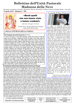 Bollettino dell`Unit&agrave; Pastorale Madonna della Neve