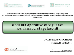 R. Carletti - Modalità operative di vigilanza sui farmaci