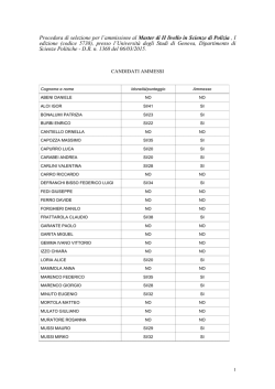 Candidati ammessi Master SP - Dipartimento di Scienze Politiche