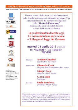 marted&igrave; 21 aprile 2015 ore 16.00