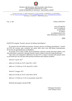 Incontri: percorsi sul dialogo interreligioso