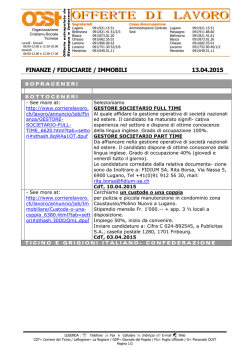 FINANZE / FIDUCIARIE / IMMOBILI 07.04.2015