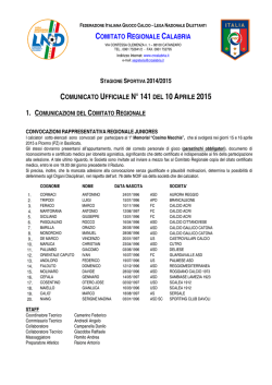 stagione sportiva 2014/2015 comunicato ufficiale n°141 del 10aprile