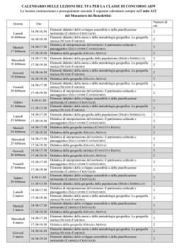 Calendario lezioni sino al 10/03/15