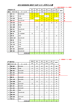 2014 MOBARA WEST CUP シリーズポイント表
