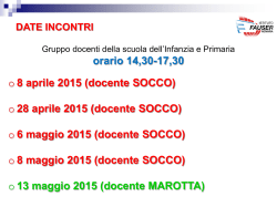 Calendario Incontri NEO-ASSUNTI 2015
