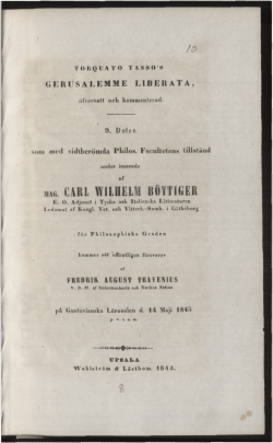 Torquato Tasso`s Gerusalemme liberata, &ouml;fversatt och
