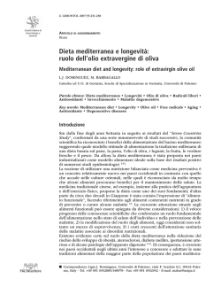 Dieta mediterranea e longevit&agrave;: ruolo dell`olio extravergine di