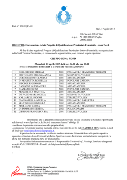 Convocazione Allenamenti Progetto di Qualificazione